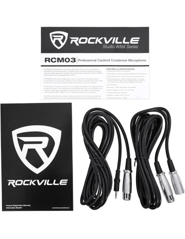 Micrófono de condensador Rockville RCM03, cardioide, 30Hz-20kHz