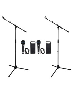 Paquete de 2 Micrófonos Dinámicos Rockville RMM-XLR con Soportes