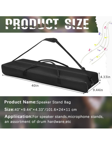 Bolsa de Transporte para Soportes de Altavoz y Micrófono 101.6x24x11cm - Tela Oxford 1680D