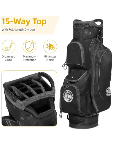 Bolsa de Carro de Golf Shopsource Gris y Negro 15 Vías