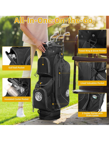 Bolsa de Carro de Golf Shopsource Gris y Negro 15 Vías