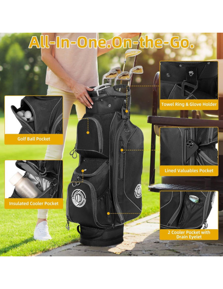 Bolsa de Carro de Golf Shopsource Gris y Negro 15 Vías
