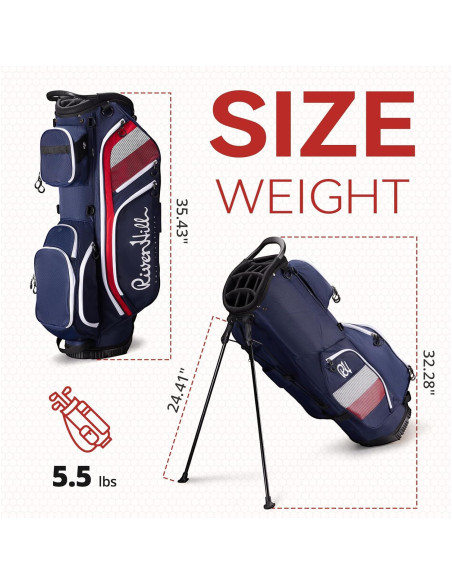 Bolsa de Golf River Hill de 14 Vías con 9 Bolsillos y Correas Acolchadas