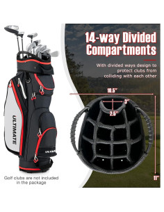 Bolsa de Golf GYMAX con 14 Divisiones y Capucha Impermeable 2