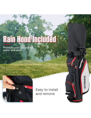Bolsa de Golf GYMAX con 14 Divisiones y Capucha Impermeable