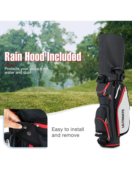Bolsa de Golf GYMAX con 14 Divisiones y Capucha Impermeable