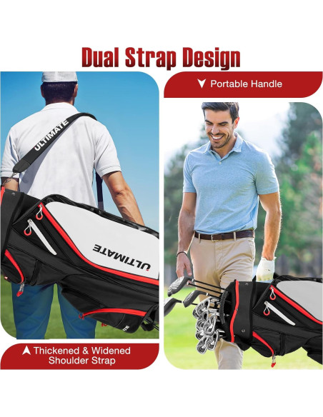 Bolsa de Golf GYMAX con 14 Divisiones y Capucha Impermeable