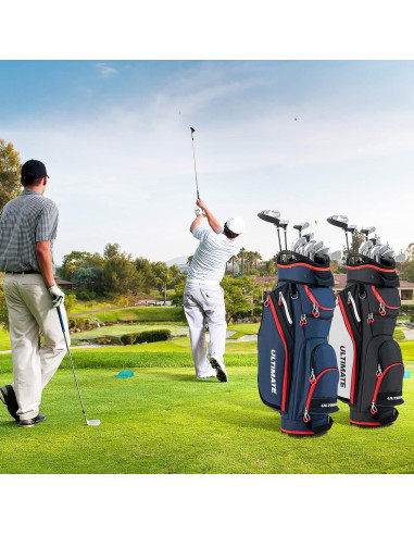 Bolsa de Golf GYMAX con 14 Divisiones y Capucha Impermeable