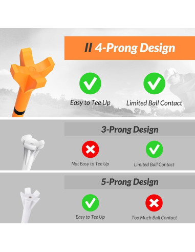 Tees de Golf EAGLE WORK 150 Piezas, Baja Fricción, Naranja y Blanco