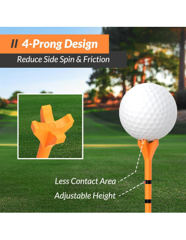 Tees de Golf EAGLE WORK 150 Piezas, Baja Fricción, Naranja y Blanco