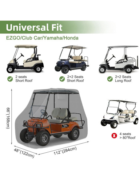 Cubierta para Carro de Golf Zenicham 2/4 Pasajeros Impermeable