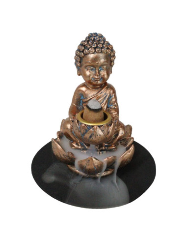 Estatua Buda Jizo Bebé con Flor de Loto y Quemador Incienso 10.8 cm