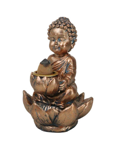 Estatua Buda Jizo Bebé con Flor de Loto y Quemador Incienso 10.8 cm