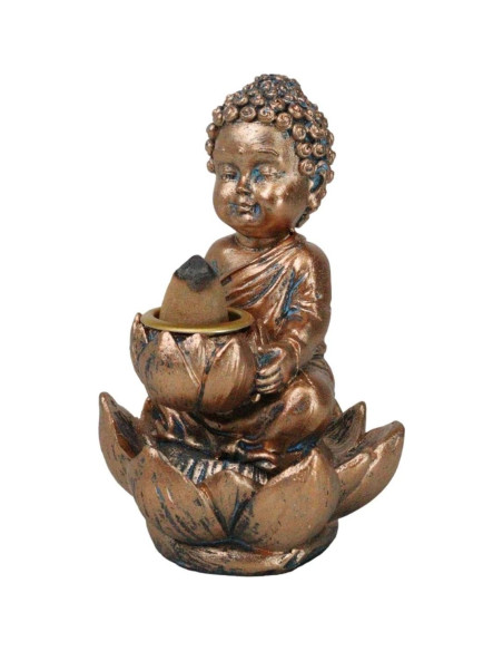 Estatua Buda Jizo Bebé con Flor de Loto y Quemador Incienso 10.8 cm