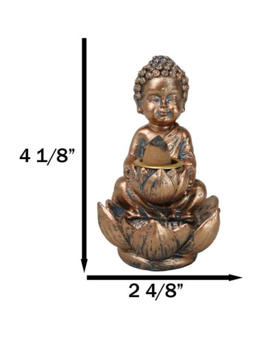 Estatua Buda Jizo Bebé con Flor de Loto y Quemador Incienso 10.8 cm