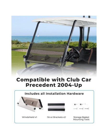 Parabrisas Plegable KEMIMOTO para Carrito de Golf Club Car 2004+