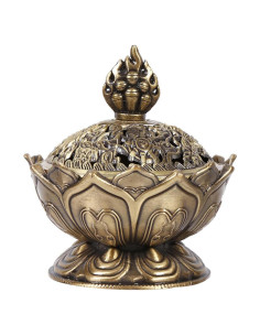 Incensario de Bronce Moncer 7.5cm Antiguo Tallado a Mano