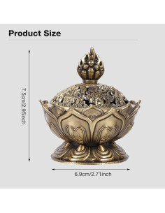 Incensario de Bronce Moncer 7.5cm Antiguo Tallado a Mano 2