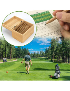 Caja de Almacenamiento de Tarjetas de Golf KVMORZE de Bambú 2