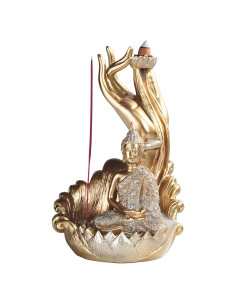Buda Dorado Quemador de Incienso ARMADURA DE HIELO 22.23 cm