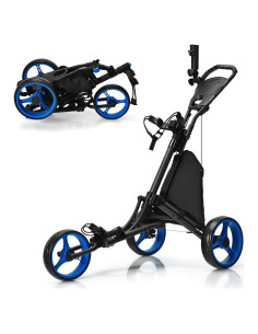 Carrito de Golf Tangkula Plegable 3 Ruedas Aluminio Azul Marino