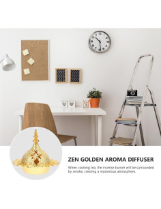 Quemador de Incienso DOITOOL Dorado de Zinc 7x7cm 2