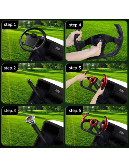 Volante de Golf QYMOPAY Universal 33 cm Rojo Ergonomico