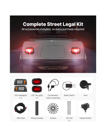 Kit de Luces LED VEVOR para Carro de Golf Club Car DS 1993+