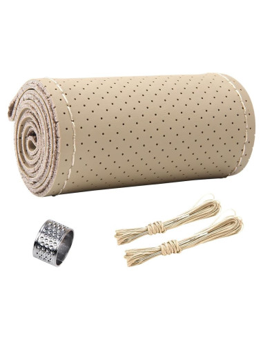 Cubierta de Volante de Cuero Genuino ZIMISI 38 cm Beige