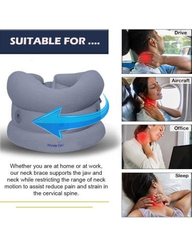 Collar Cervical Wonder Care Ajustable Suave Gris XL