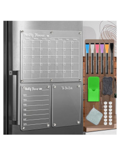 Set de 3 Tableros Magnéticos Acrílicos LCPCX para Refrigerador