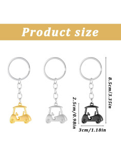 Llavero de Carro de Golf Classicseali 3 Piezas Aleación Zinc 2