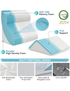 Almohadas en Cuña Kingfun 4 Piezas Espuma Viscoelástica 2