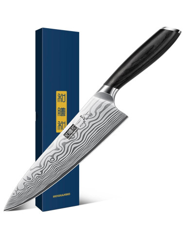 Cuchillo de Chef 20 cm HOSHANHO Acero Carbono & Bloque Magnético 35.56x25.4 cm