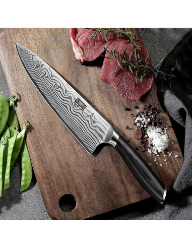 Cuchillo de Chef 20 cm HOSHANHO Acero Carbono & Bloque Magnético 35.56x25.4 cm