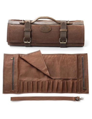 Bolsa de Cuchillos XINZUO - Lona Encerada 90x43 cm - Marrón