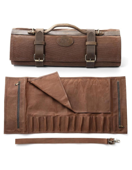 Bolsa de Cuchillos XINZUO - Lona Encerada 90x43 cm - Marrón