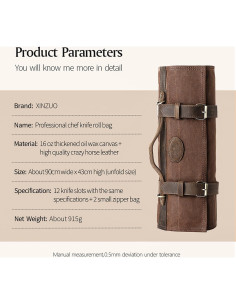 Bolsa de Cuchillos XINZUO - Lona Encerada 90x43 cm - Marrón 2