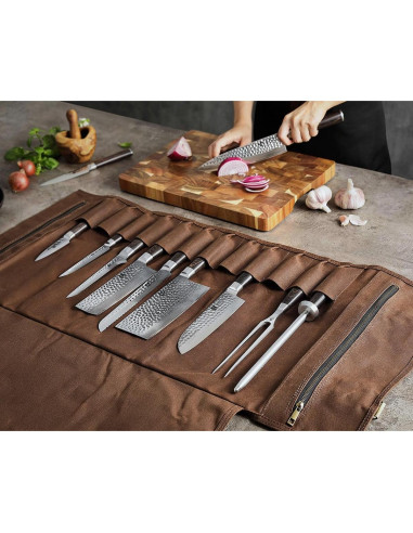 Bolsa de Cuchillos XINZUO - Lona Encerada 90x43 cm - Marrón