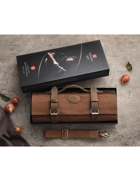 Bolsa de Cuchillos XINZUO - Lona Encerada 90x43 cm - Marrón