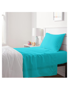 Juego de Sábanas Individual Microfibra Amazon Basics 3 Piezas Aqua
