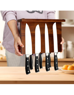 Bloque Magnético para Cuchillos HOMIQUEEN de Acacia 32.1x22.3 cm 2