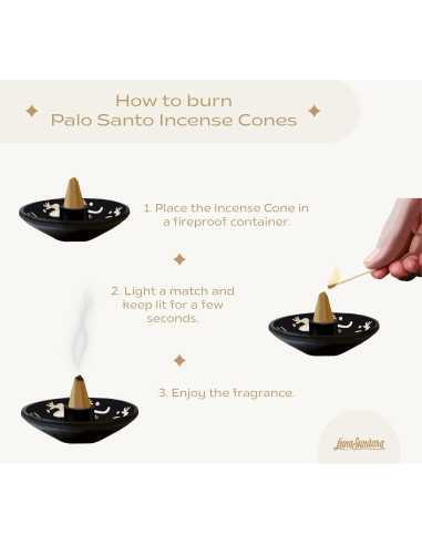 Conos de Incienso Palo Santo Luna Sundara - 10 Unidades