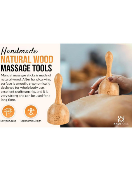 Kit de Masaje de Madera KNOTKARE 3 en 1 para Drenaje Linfático