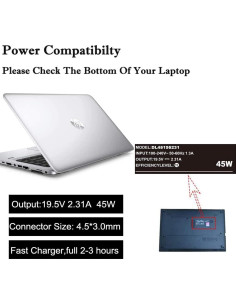 Cargador HP 45W Adaptador de Corriente 19.5V Punta Azul 2