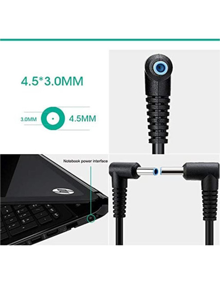 Cargador HP 45W Adaptador de Corriente 19.5V Punta Azul