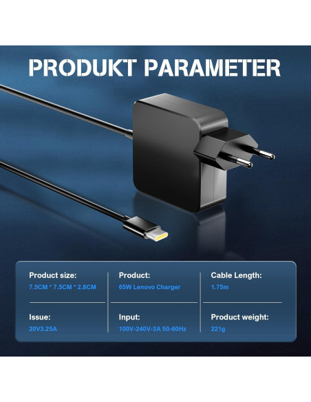 Cargador USB C 65W Lenovo ThinkPad Yoga Chromebook HP Dell