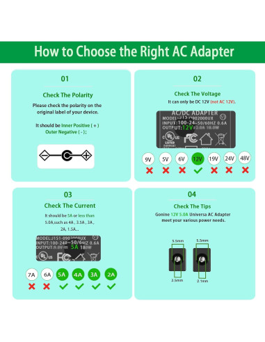 Adaptador de corriente 12V 5A fit-power para monitores AOC y Dell