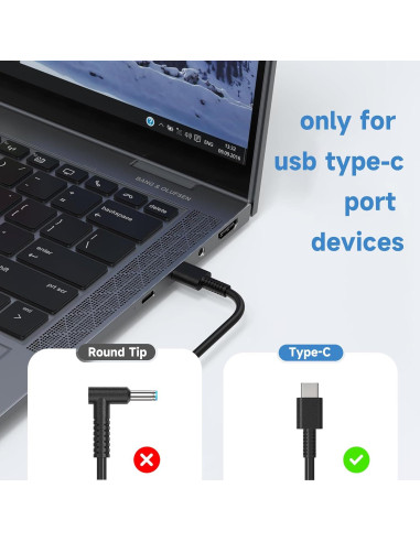 Cargador USB-C 65W HP EliteBook ProBook Chromebook Rápido