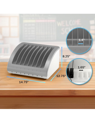 Estación de Carga Universal POCHAR para 8 Dispositivos - Ideal para Aulas y Oficinas
